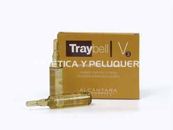 Complejo vitamínico capilar Traybell cabellos débiles y desnutridos V3 estuche de 6 ampollas