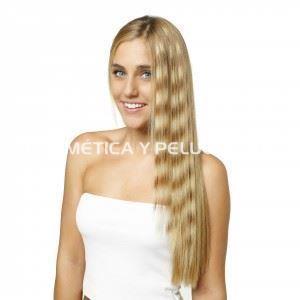 Mechón cabello natural con clip bicolor, 50 cm. - Imagen 1