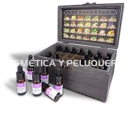 Caja baúl de madera con 28 aceites esenciales - Imagen 1