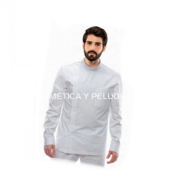 Camiseta-camisa hombre blanca peluquería y estética - Imagen 1