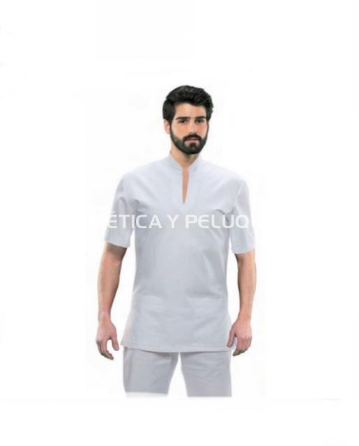 Camiseta-camisa hombre blanca peluquería y estética - Imagen 1