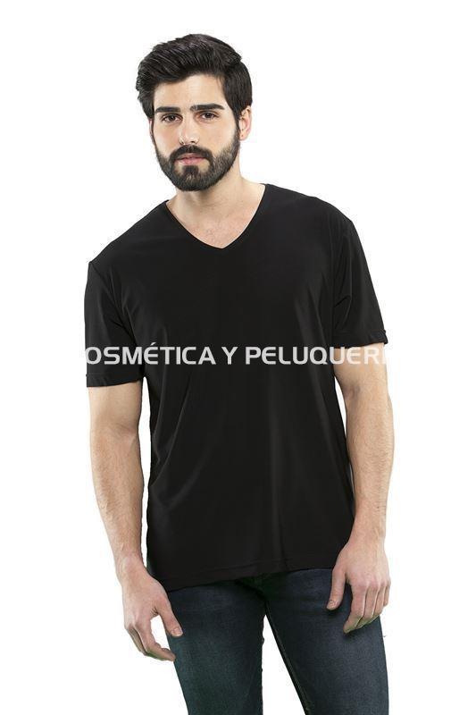 Camiseta hombre negra lisa peluquería y estética - Imagen 1