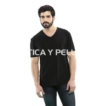 Camiseta hombre negra lisa peluquería y estética - Imagen 1