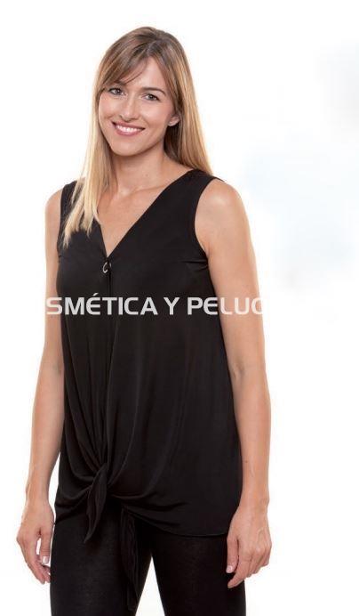 Camiseta negra anudada peluquería y estética - Imagen 1