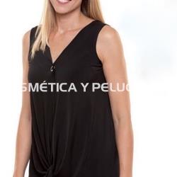 Camiseta negra anudada peluquería y estética - Imagen 1
