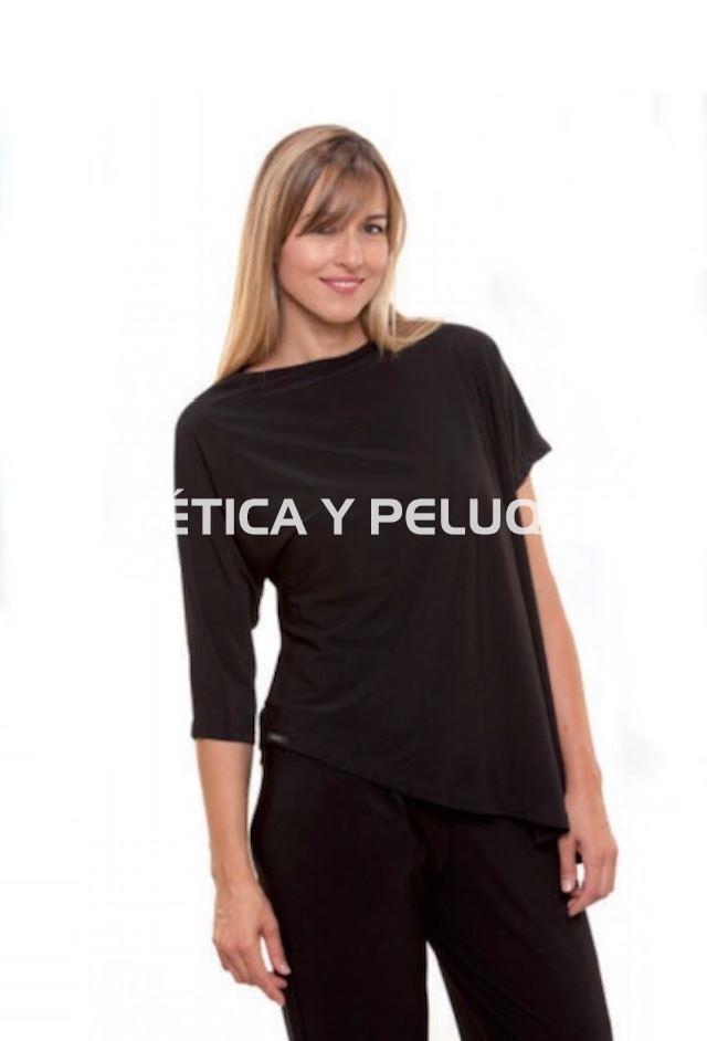 Camiseta negra asimétrica peluquería y estética - Imagen 1