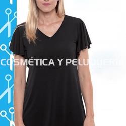 Camiseta negra con detalle en manga peluquería y estética - Imagen 1
