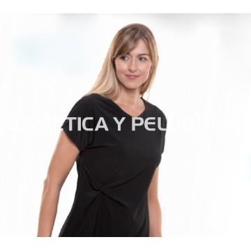 Camiseta negra con frunce peluquería y estética - Imagen 1