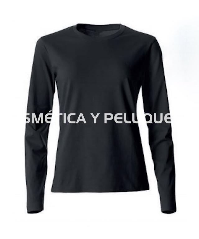 Camiseta negra unisex lisa manga larga peluquería y estética - Imagen 1