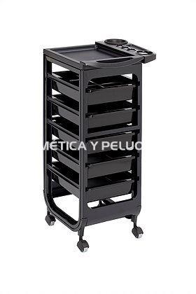 Carrito peluquería negro 6 bandejas