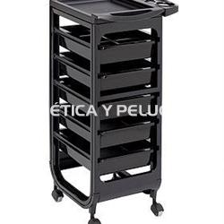 Carrito peluquería negro 6 bandejas - Imagen 1