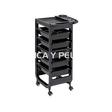 Carrito peluquería negro 6 bandejas - Imagen 1