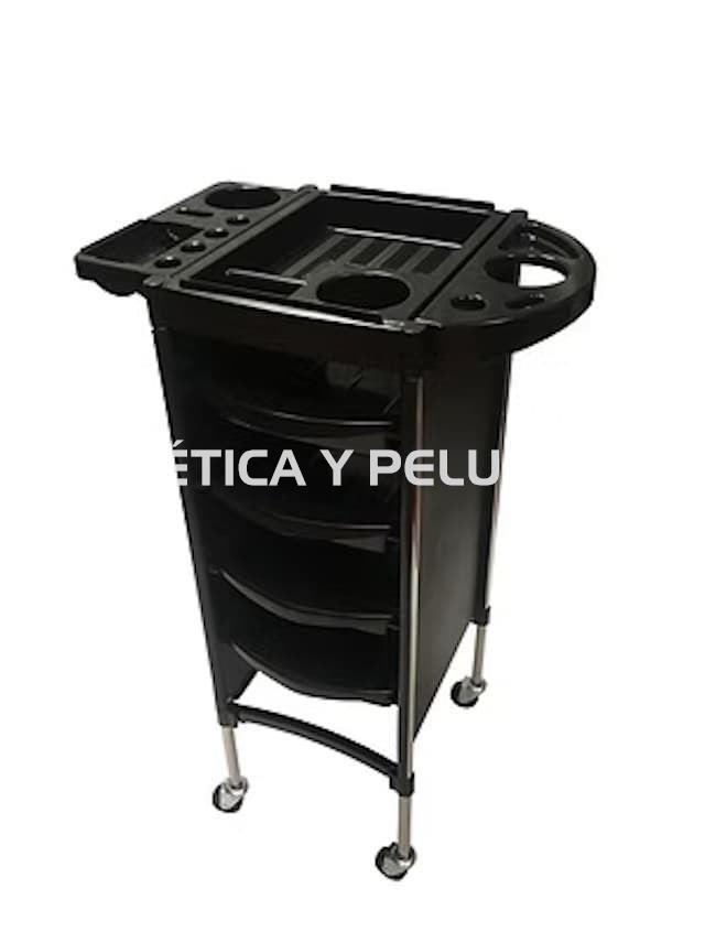Carrito peluquería negro con 4 bandejas - Imagen 1