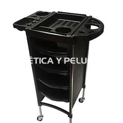 Carrito peluquería negro con 4 bandejas - Imagen 1