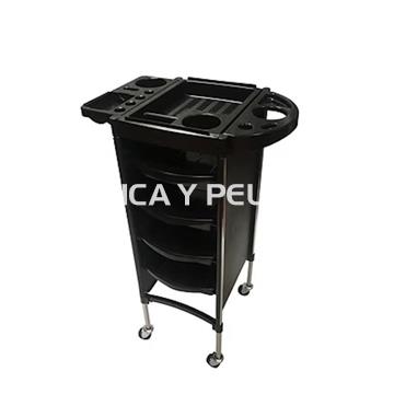 Carrito peluquería negro con 4 bandejas - Imagen 1