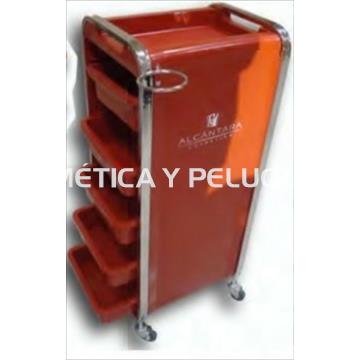 Carrito peluquería rojo, 5 bandejas - Imagen 1