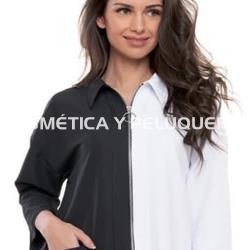 Casaca blanca y negra peluquería y estética - Imagen 1