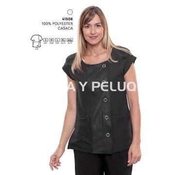 Casaca negra botones clip, peluquería y estética - Imagen 1