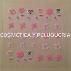 Decoración uñas adhesiva 3D flores blancas y rosas - Imagen 1