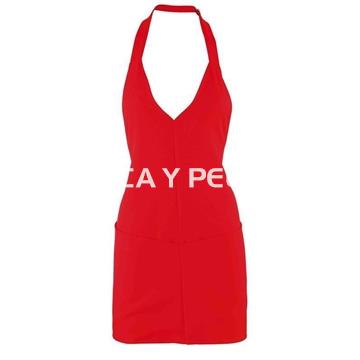 Delantal básico en rojo o negro peluquería y estética - Imagen 1