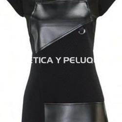 Delantal negro con polipiel peluquería y estética - Imagen 1