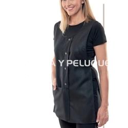 Estola negra con botones peluquería y estética - Imagen 1