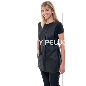 Estola negra con botones peluquería y estética - Imagen 1