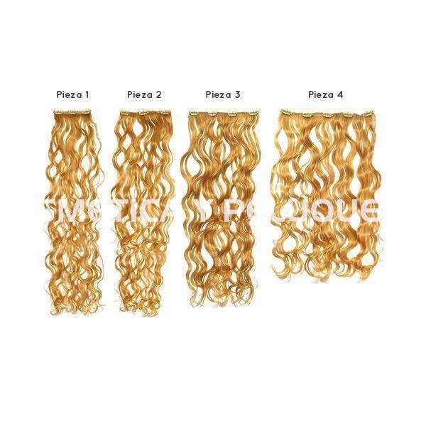 Extensión cabello natural ondulado, 4 piezas 45 cm - Imagen 1