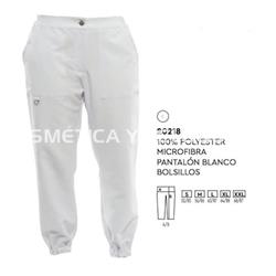 Pantalón blanco microfibra peluquería y estética - Imagen 1