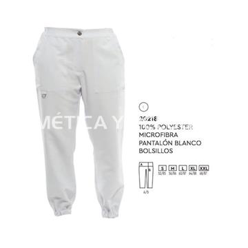 Pantalón blanco microfibra peluquería y estética - Imagen 1