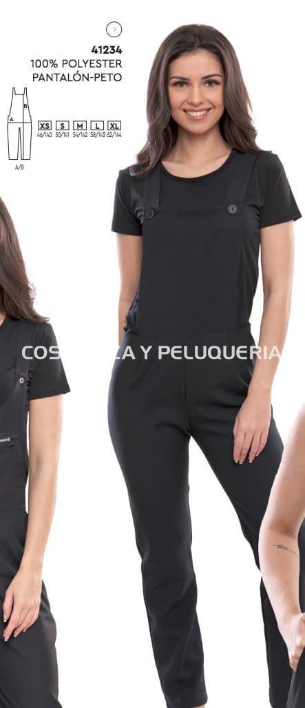 Pantalón peto negro peluquería y estética - Imagen 1