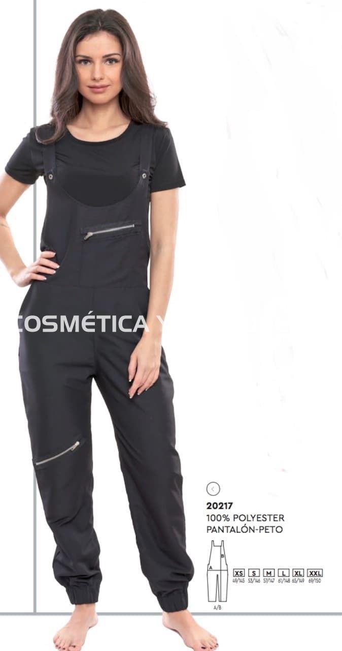 Pantalón peto negro peluquería y estética - Imagen 1