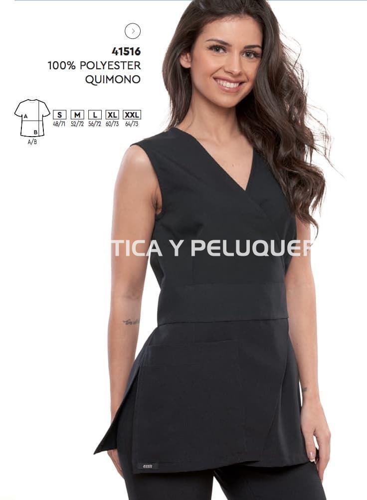 Quimono negro liso peluquería y estética - Imagen 1