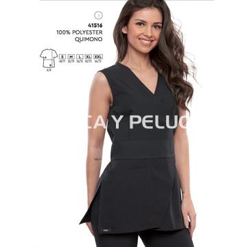 Quimono negro liso peluquería y estética - Imagen 1