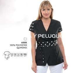 Quimono negro lunares peluquería y estética - Imagen 1