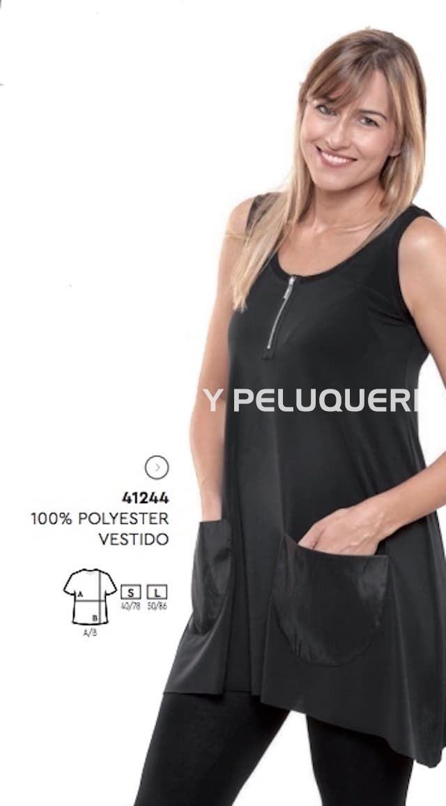 Vestido negro con bolsillos peluquería y estética - Imagen 1