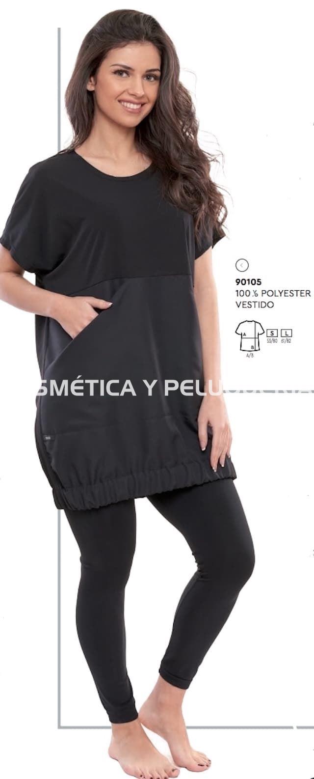 Vestido negro con goma peluquería y estética - Imagen 1