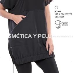 Vestido negro con goma peluquería y estética - Imagen 1